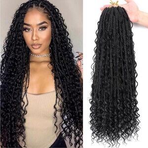HUMAN HAIR blend 24” braids and curls 80 strands
